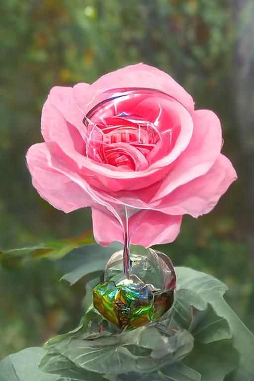 Glass Rose in Hyperrealistic Digital Painting Style