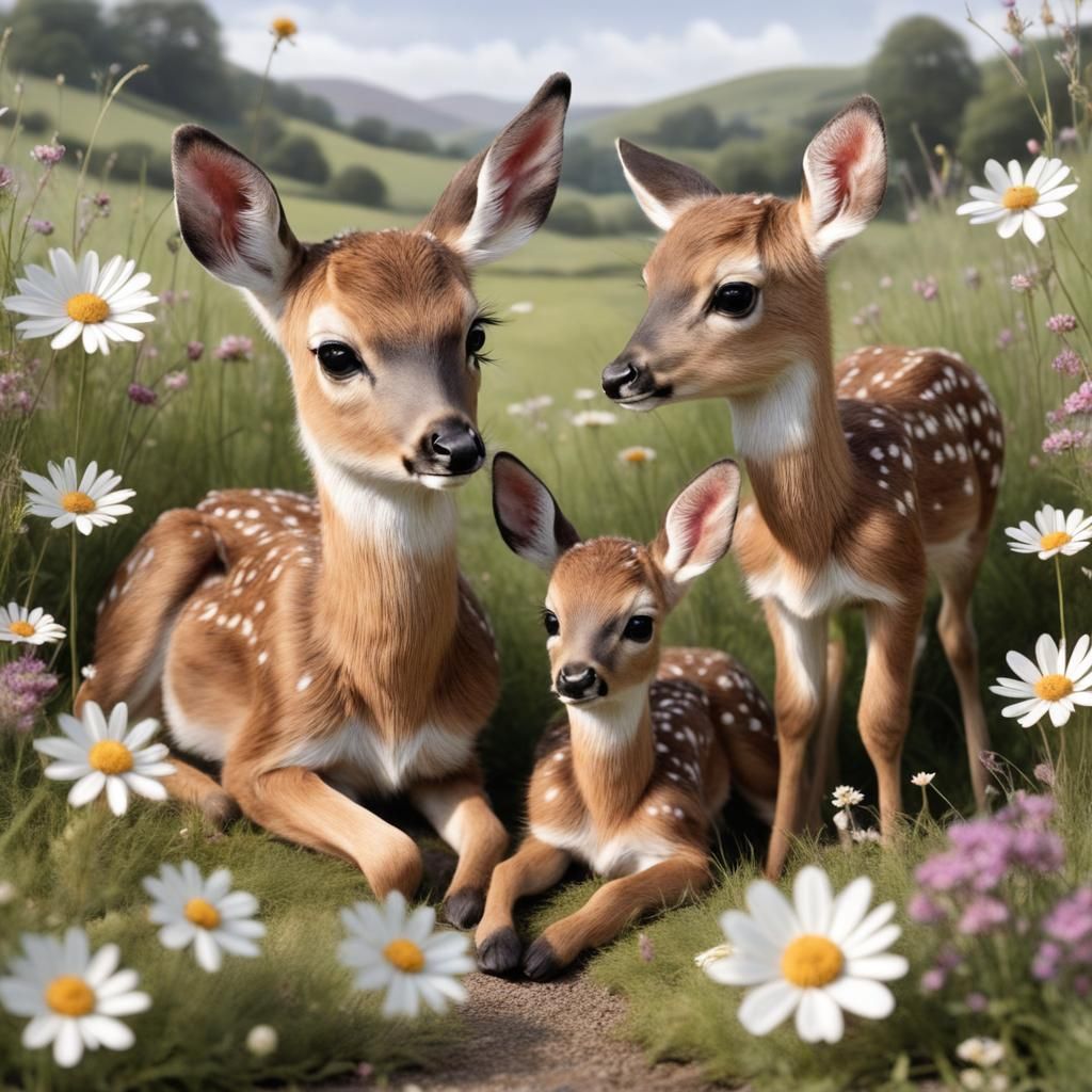 Fawns in a Meadow