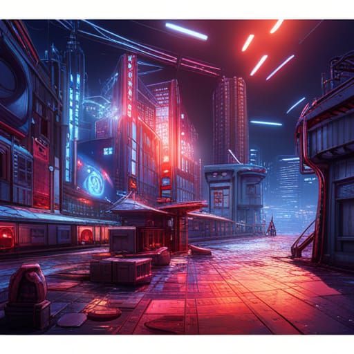 Spikey Cyberpunk Character in Detailed Matte Painting