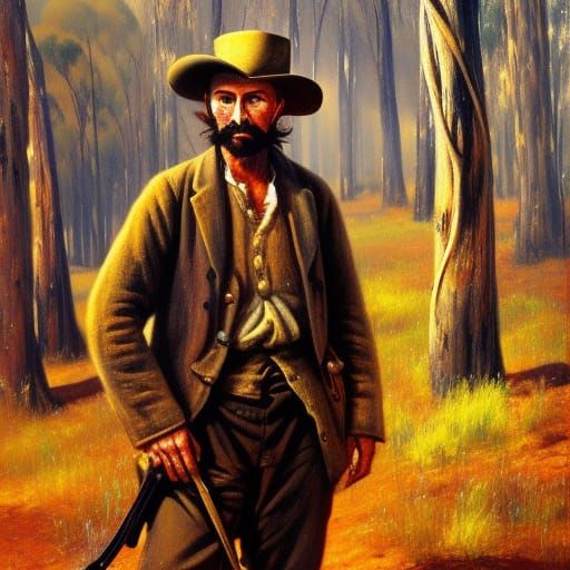 Bushranger Portrait in Colonial Art Style