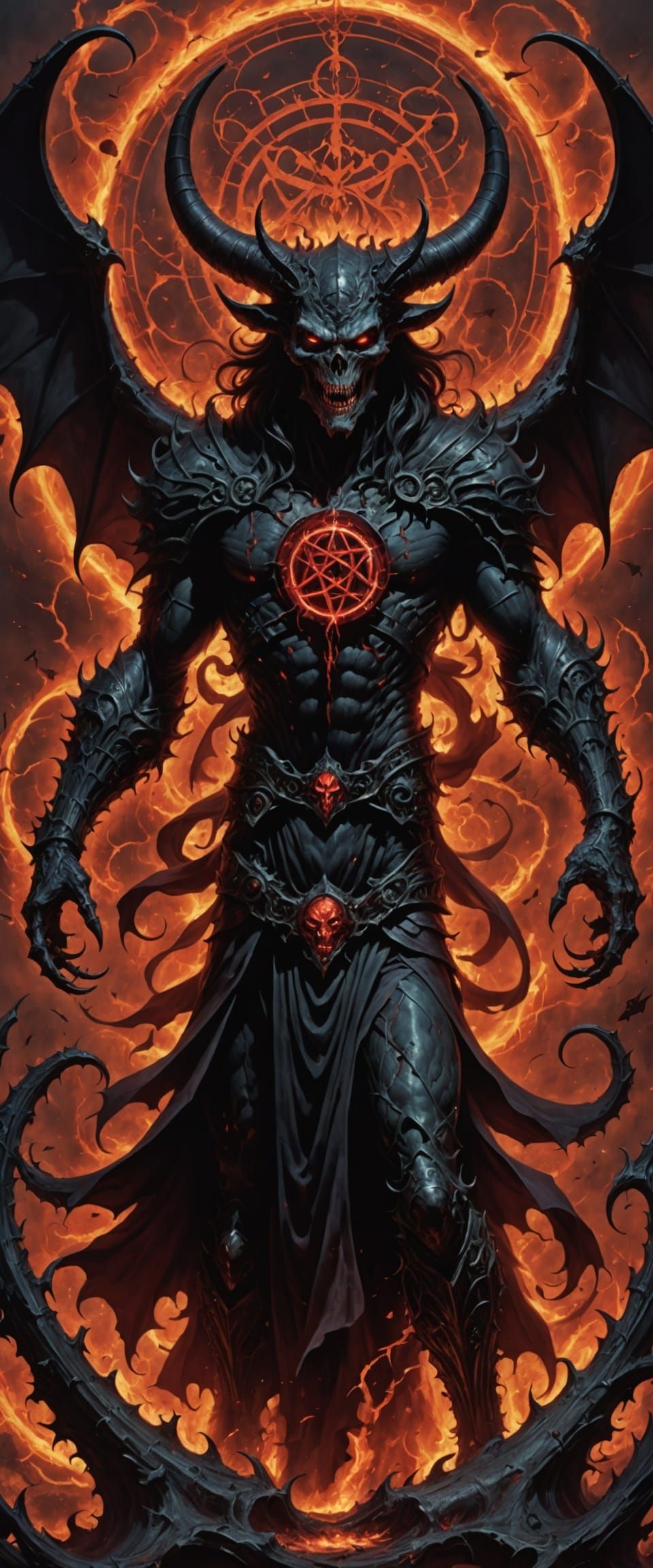 Satanic Monstrosity in Crimson and Black Filigree