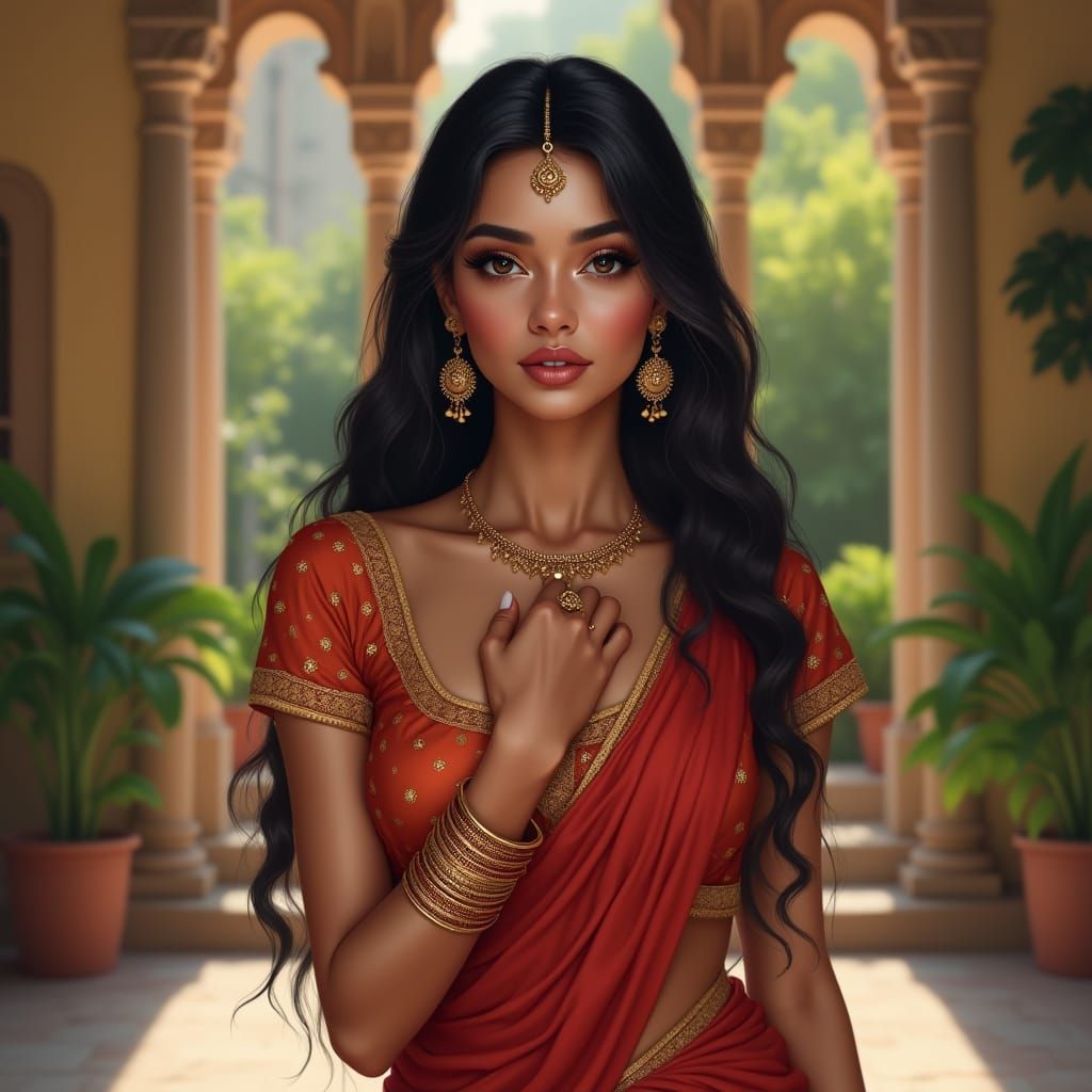Elegant Indian Beauty in Traditional Attire