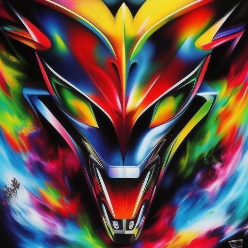 Motorcycle Rider in Top Hat Graffiti Art