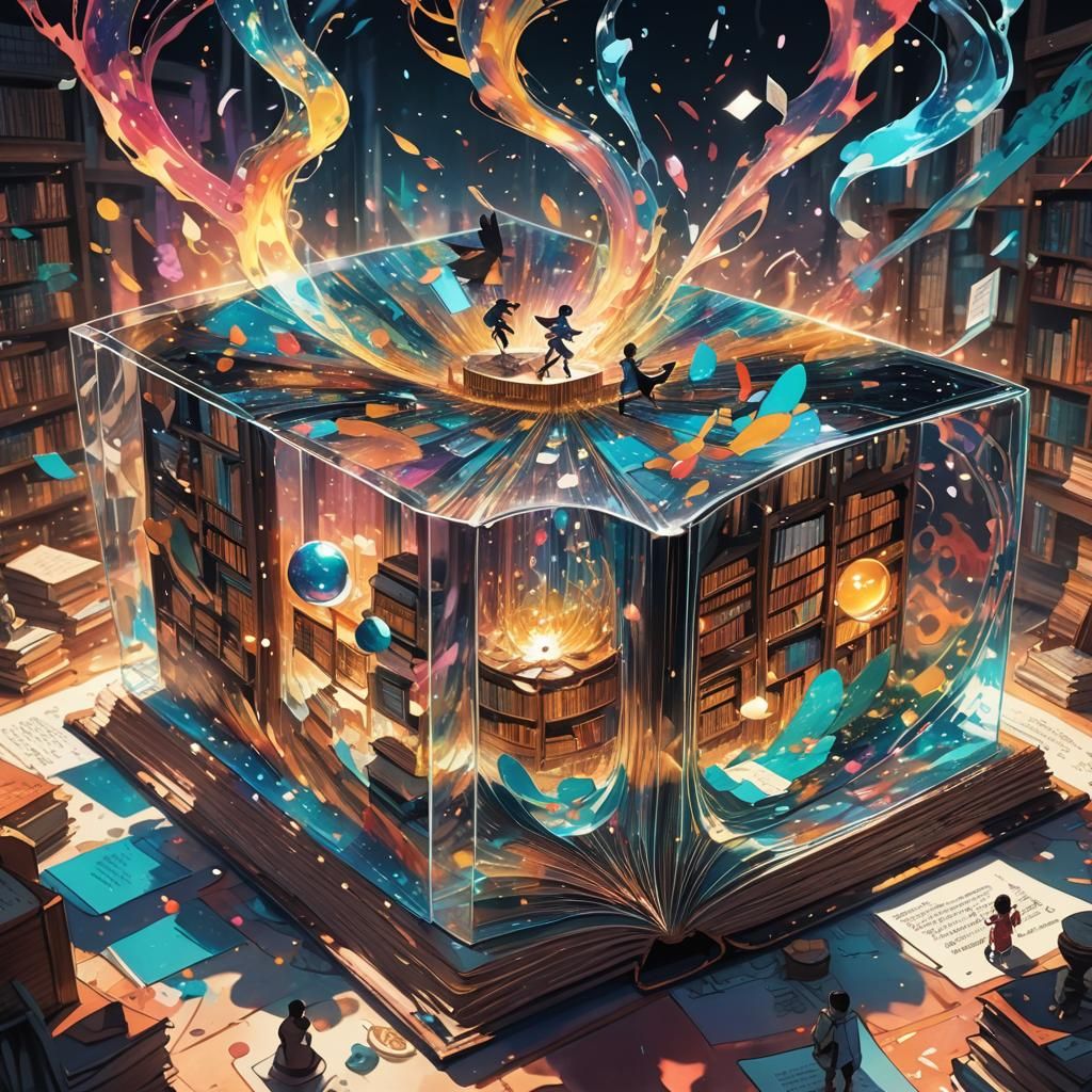 Surreal Anime Book Portal in Studio Trigger Style