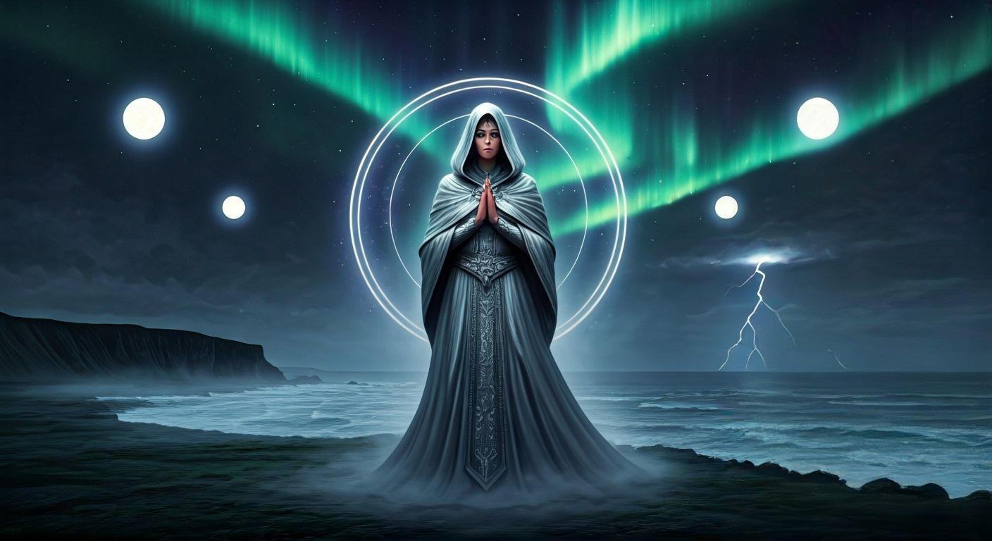 Ethereal Aasimar in a Mystical Landscape