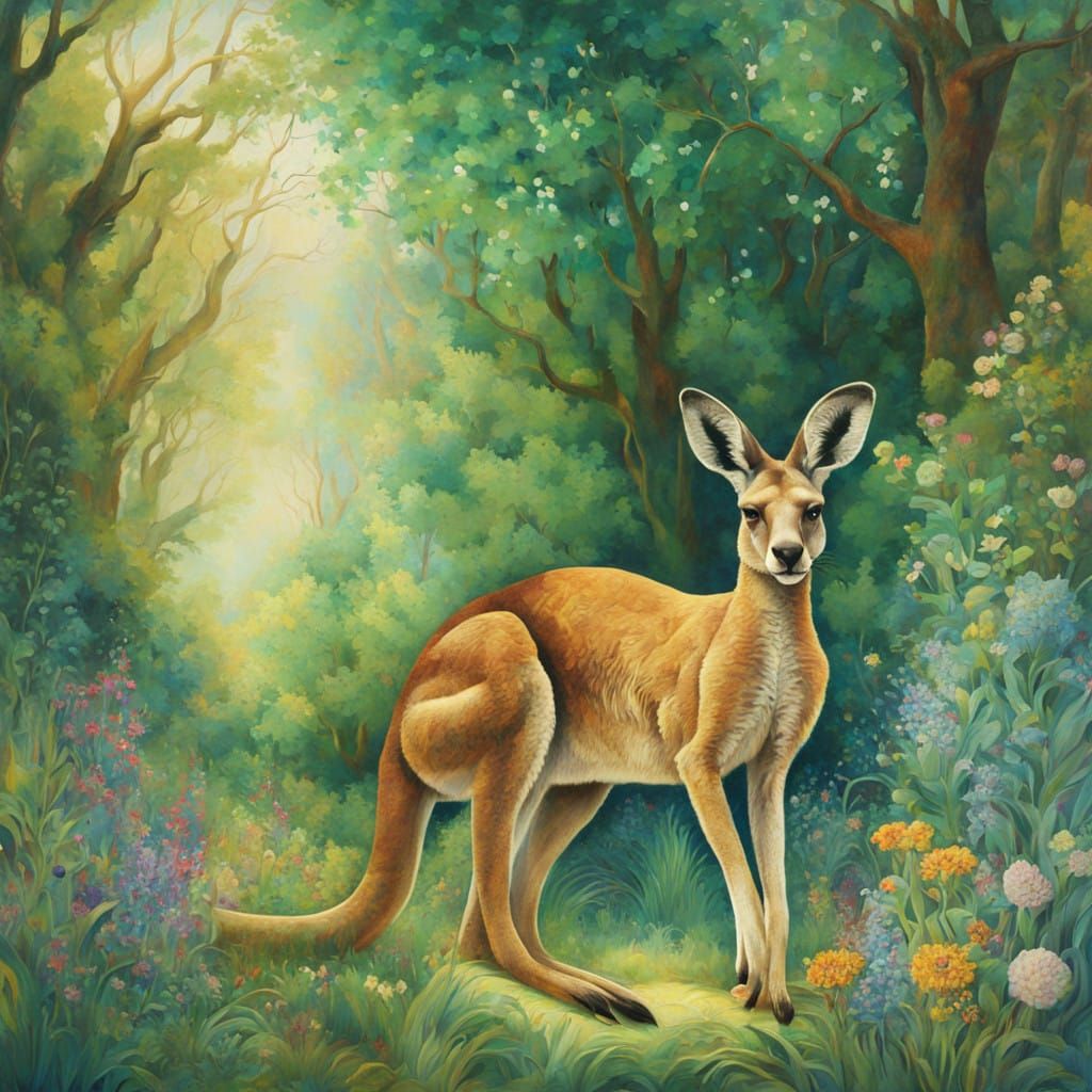 A Majestic Kangaroo in a Vibrant Meadow