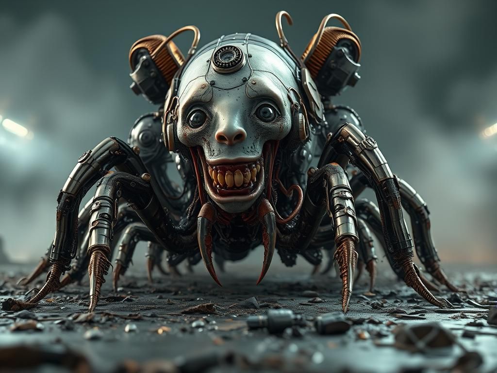 Steampunk Centipede Machine in Sci-Fi Wasteland