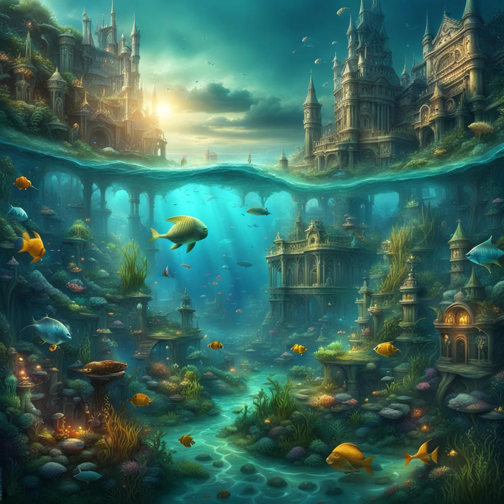 Underwater City: Mermaid Playground in Digital Painting