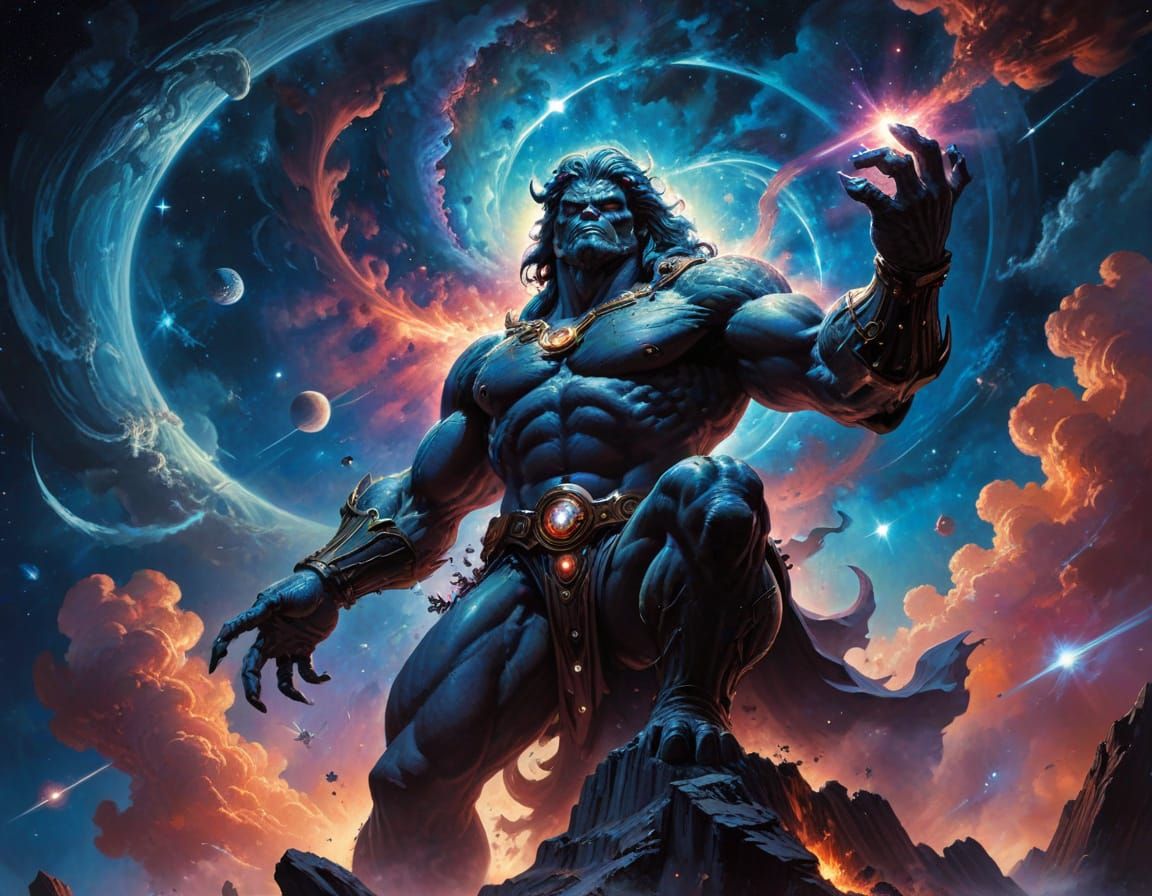 Majestic Cosmic God Towers Over the Galaxy