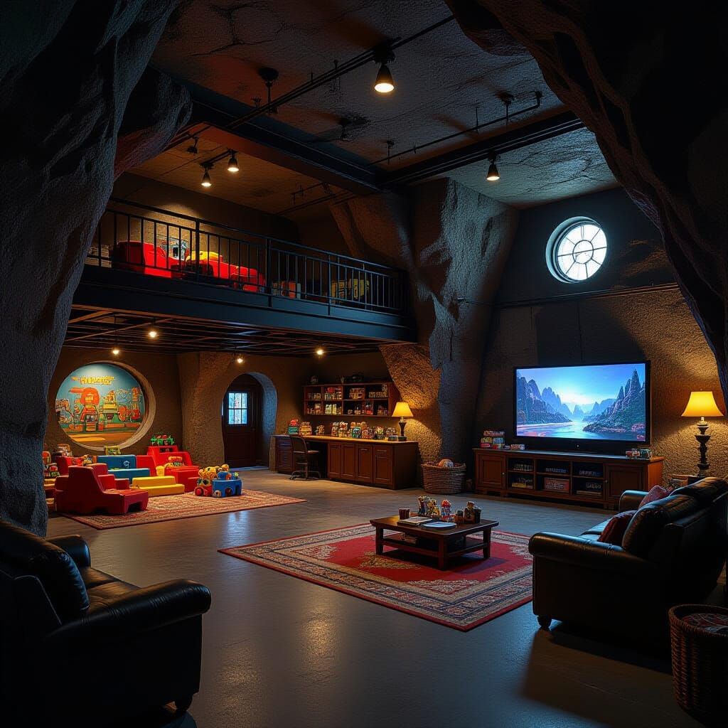 Vast Underground Basement With Garage, Playroom & TV Room