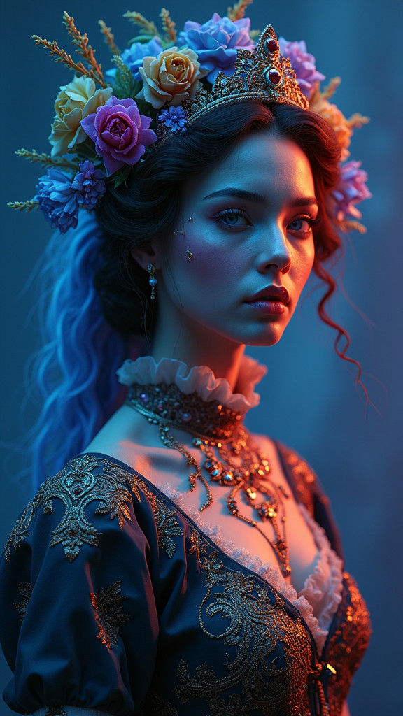 Defiant Figure in Victorian Attire, Digital Art