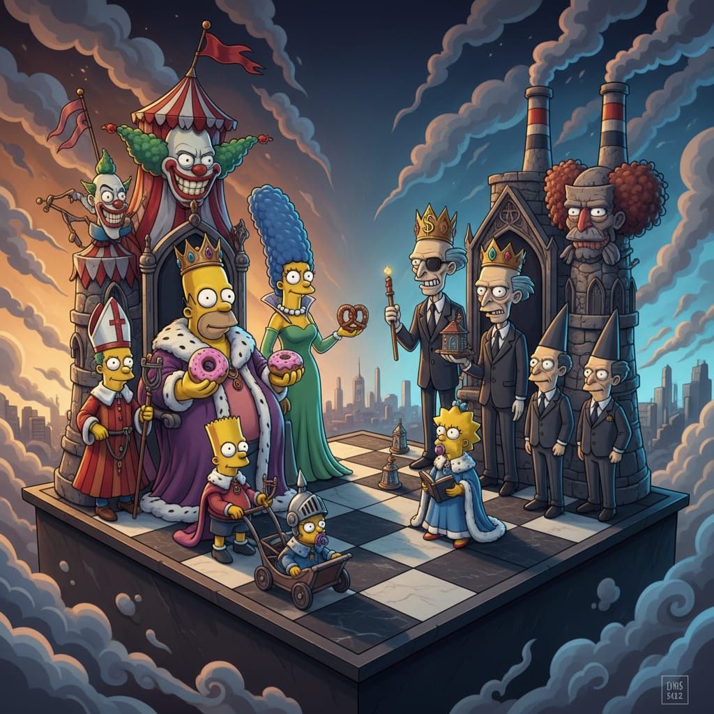 Simpsons Chess Set with Collectible Cartoon Figures