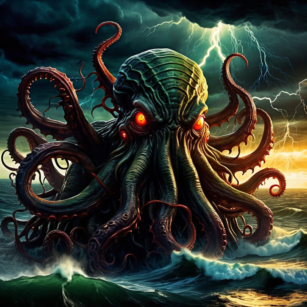 Cthulhu Rises: Eldritch Horror in Giger Style