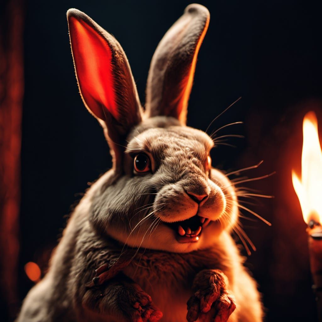 Laughing Bunny Smokes Cigar in Film Still