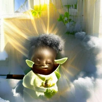 Black Baby Yoda in Divine Sunshine