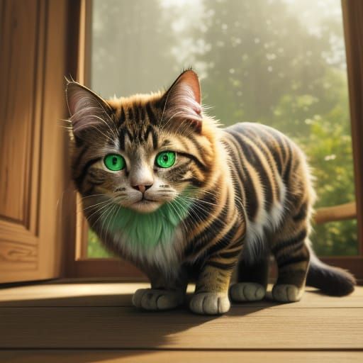 Vibrant Cat Portrait in Digital Art Style