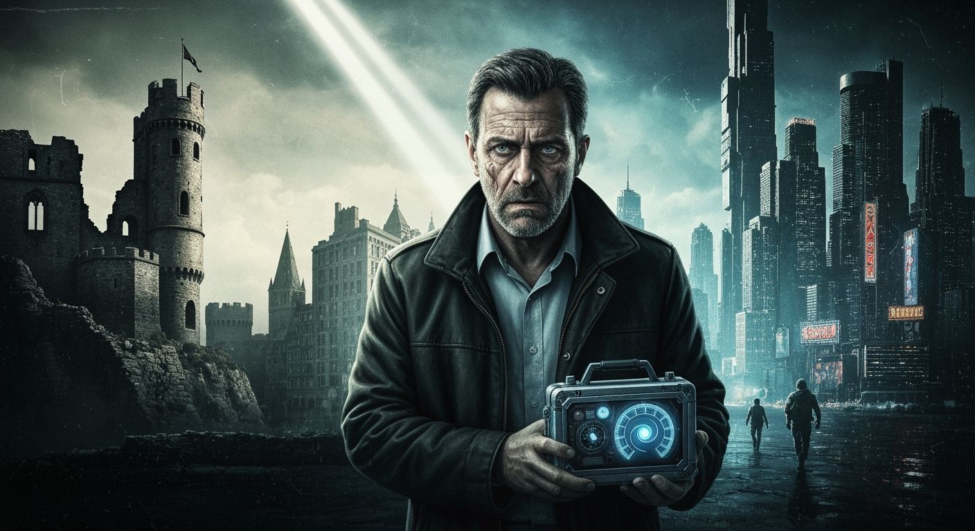 Time-Traveling Detective in Noir Cyberpunkscape