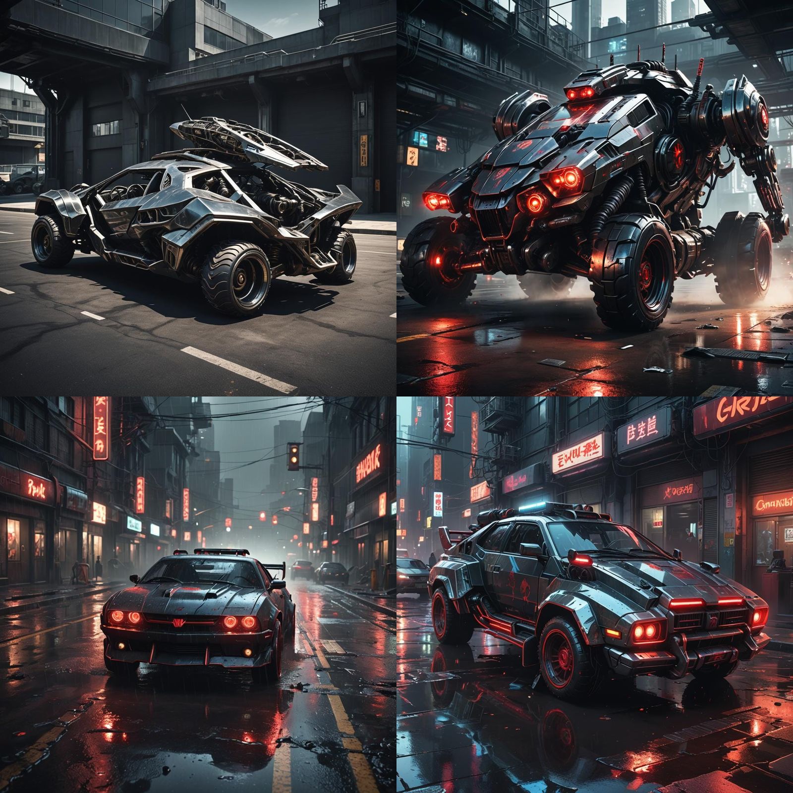 Menacing Horror Car with Red Eyes: Sci-Fi Render