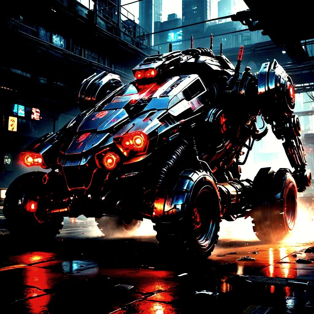 Futuristic Horror Car with Bloody Mouth