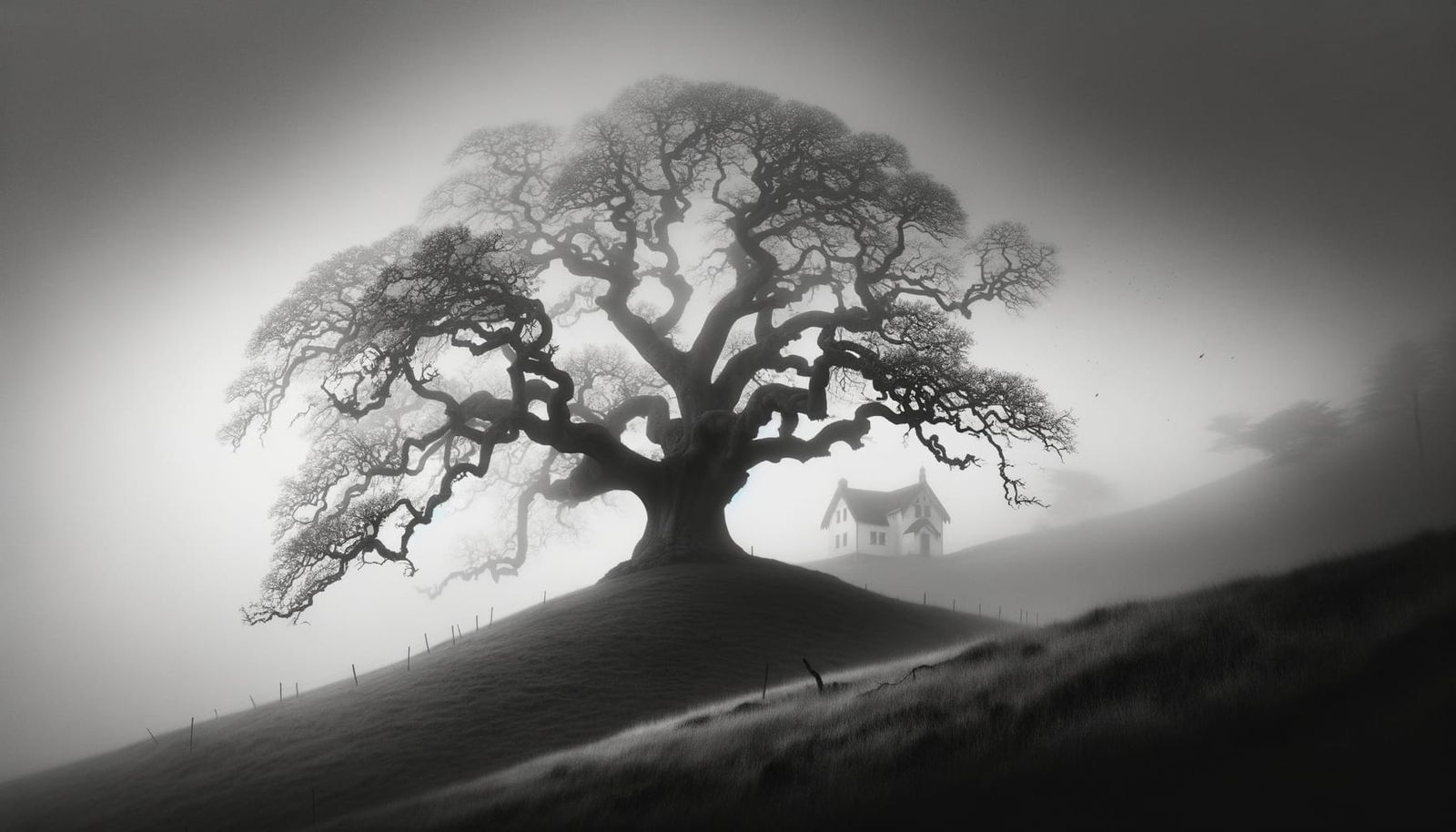 Ancient Oak Tree Stands Vigilant in 19th-Century Landscape P...