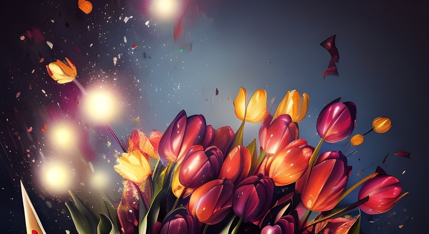 Supernova Illuminates Tulips in Photorealistic Style