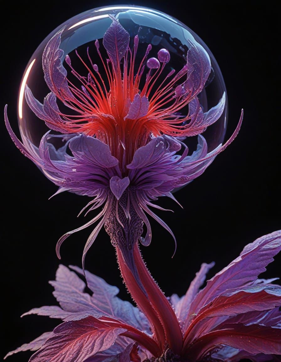 Cinematic Alien Bloom in Iridescent Neon Glow