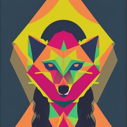 Wolf Girl in Pop Art Style