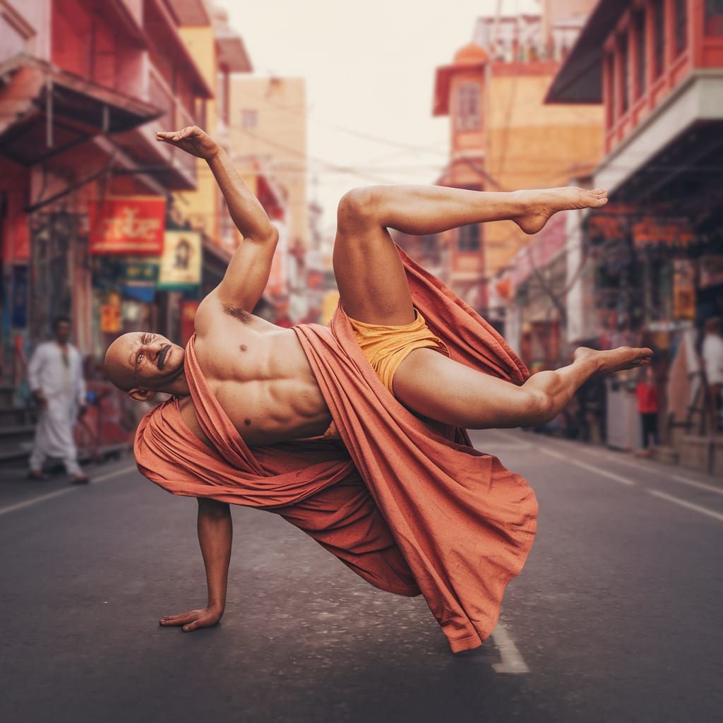 Gandhi Busts a Move: 3D Render in Vibrant Hues