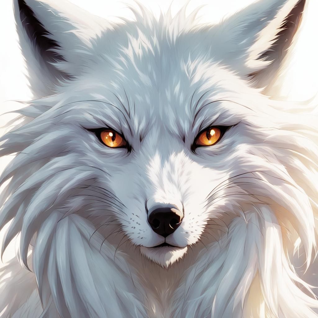 Beautiful Nine-Tailed Fox in Manhwa Style