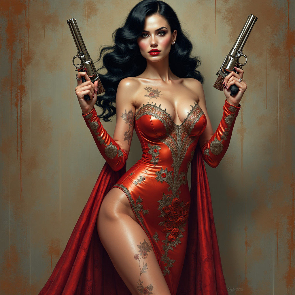 Gothic Mob Boss in Iridescent Gown