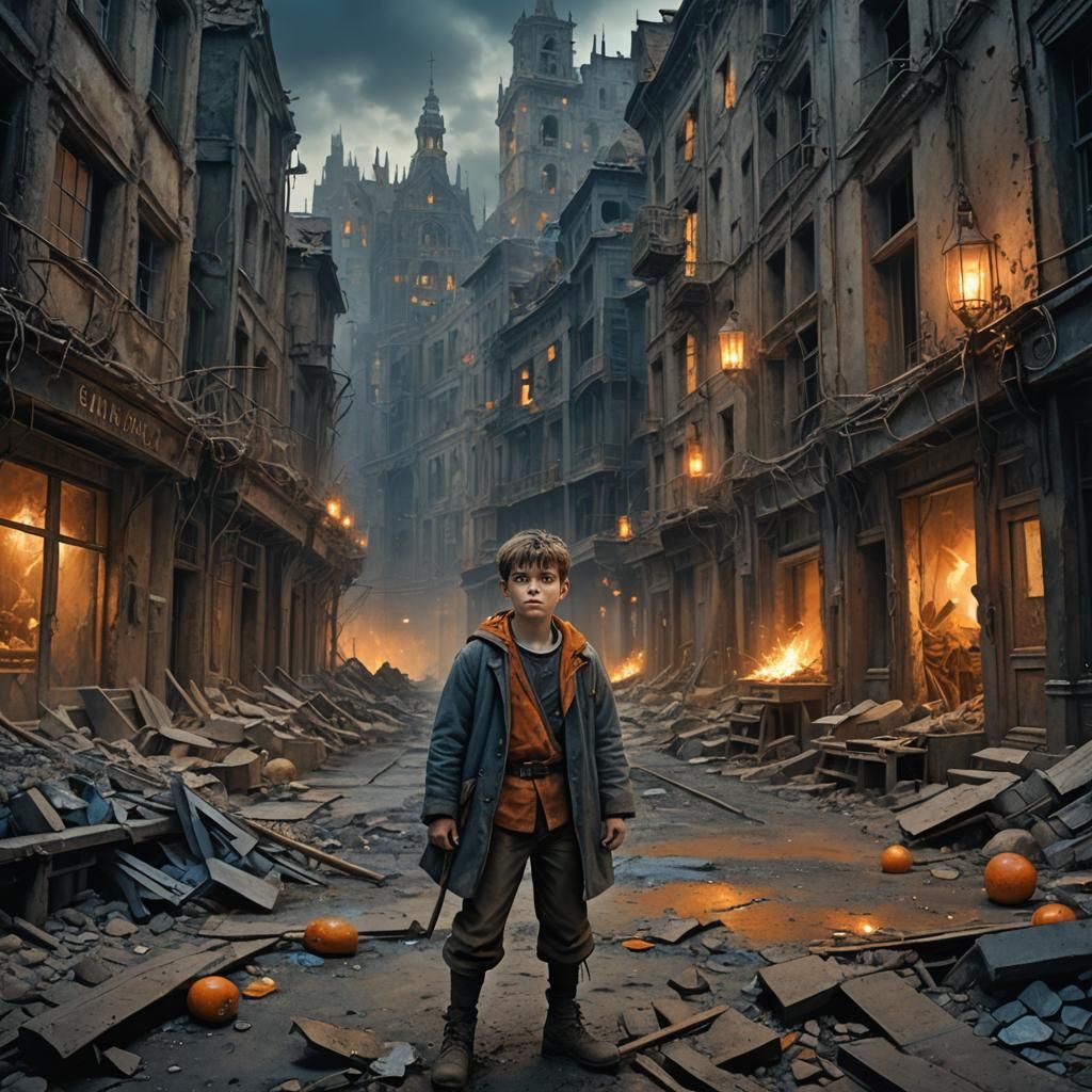 Mystical City Laborer in Anselm Kiefer-Inspired Fantasy Scen...