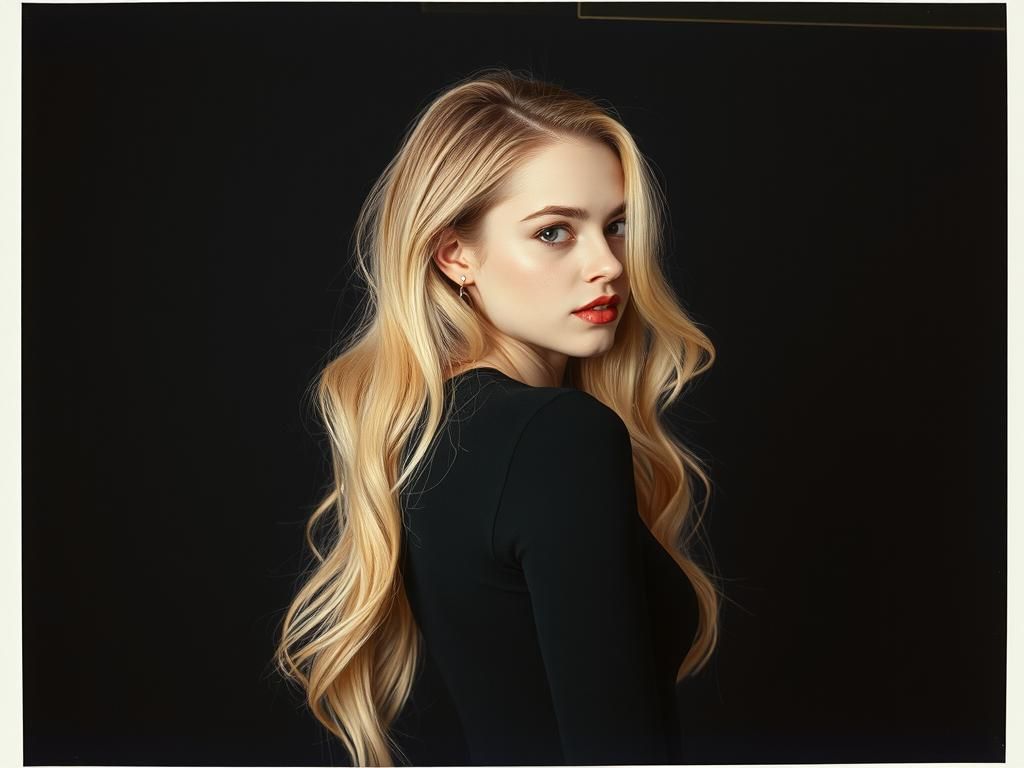 Fashion Model in Polaroid Style Portrait