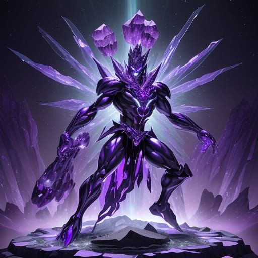 Amethyst Golem with Geode Armor and Purple Light