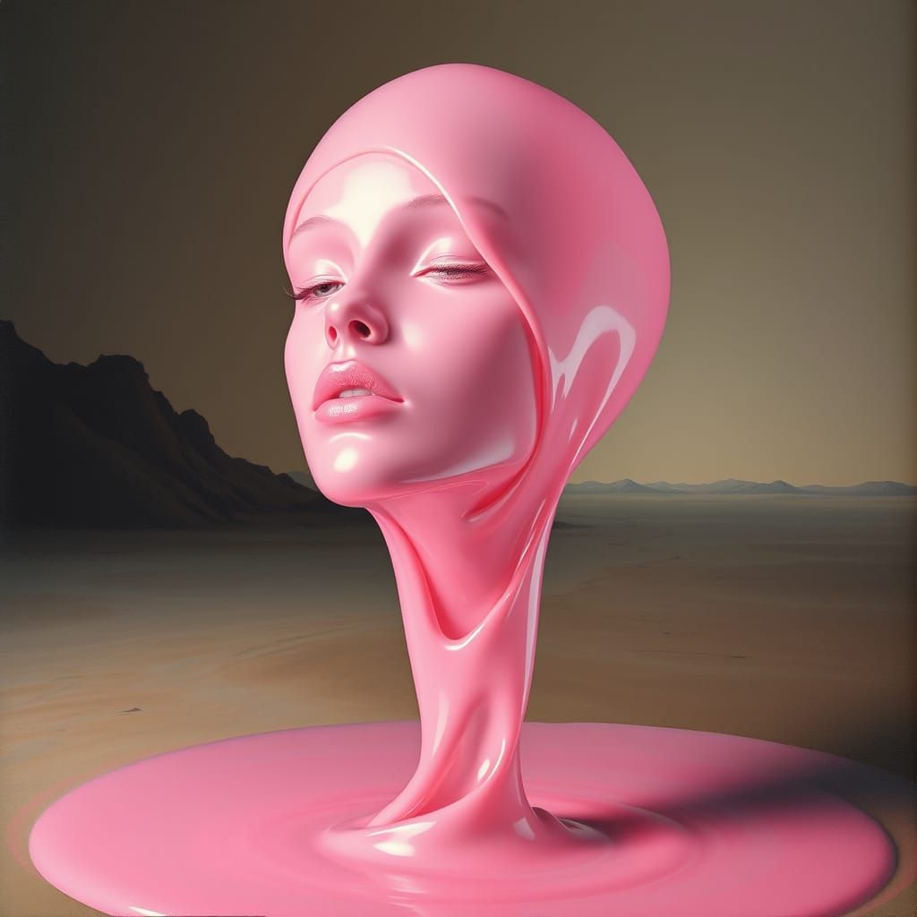 Gelatinous, Pink Apparition Emerges from Shimmering Slime