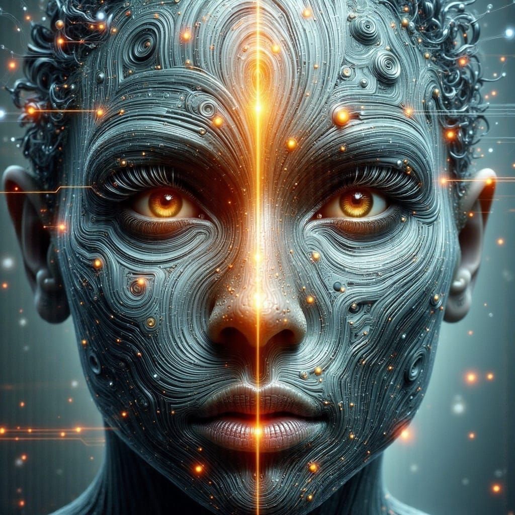 Split Face Portrait: Human and City in Digital Art