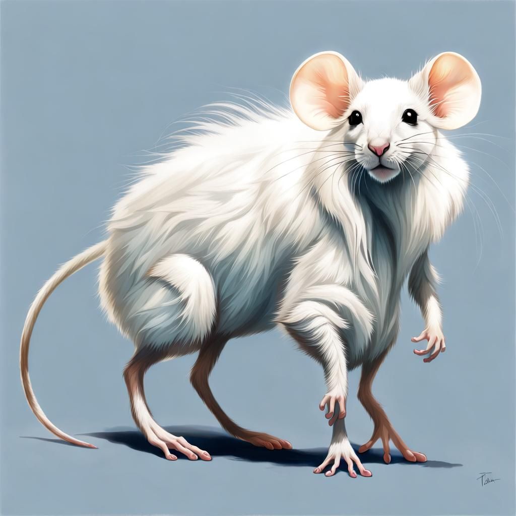 Bio art experimentation: Mach-7, female mouse-taur.