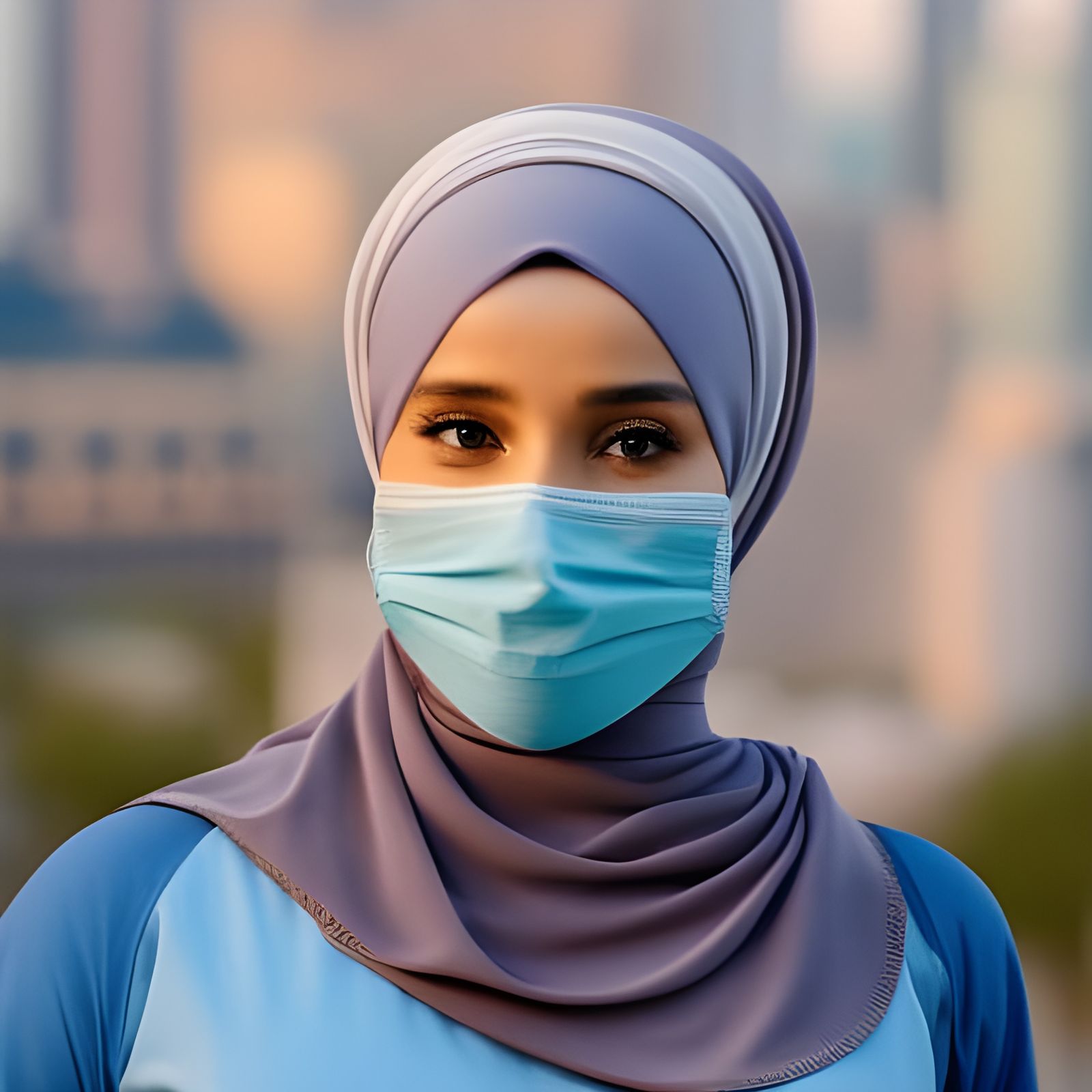 Beautiful German Woman in Hijab Portrait, Photorealistic