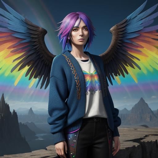 Rainbow Sparrow Girl: Fantasy Concept Art