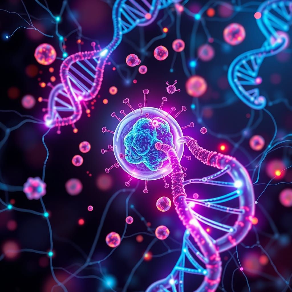 Vibrant Cells in Cyberpunk Biotech Design