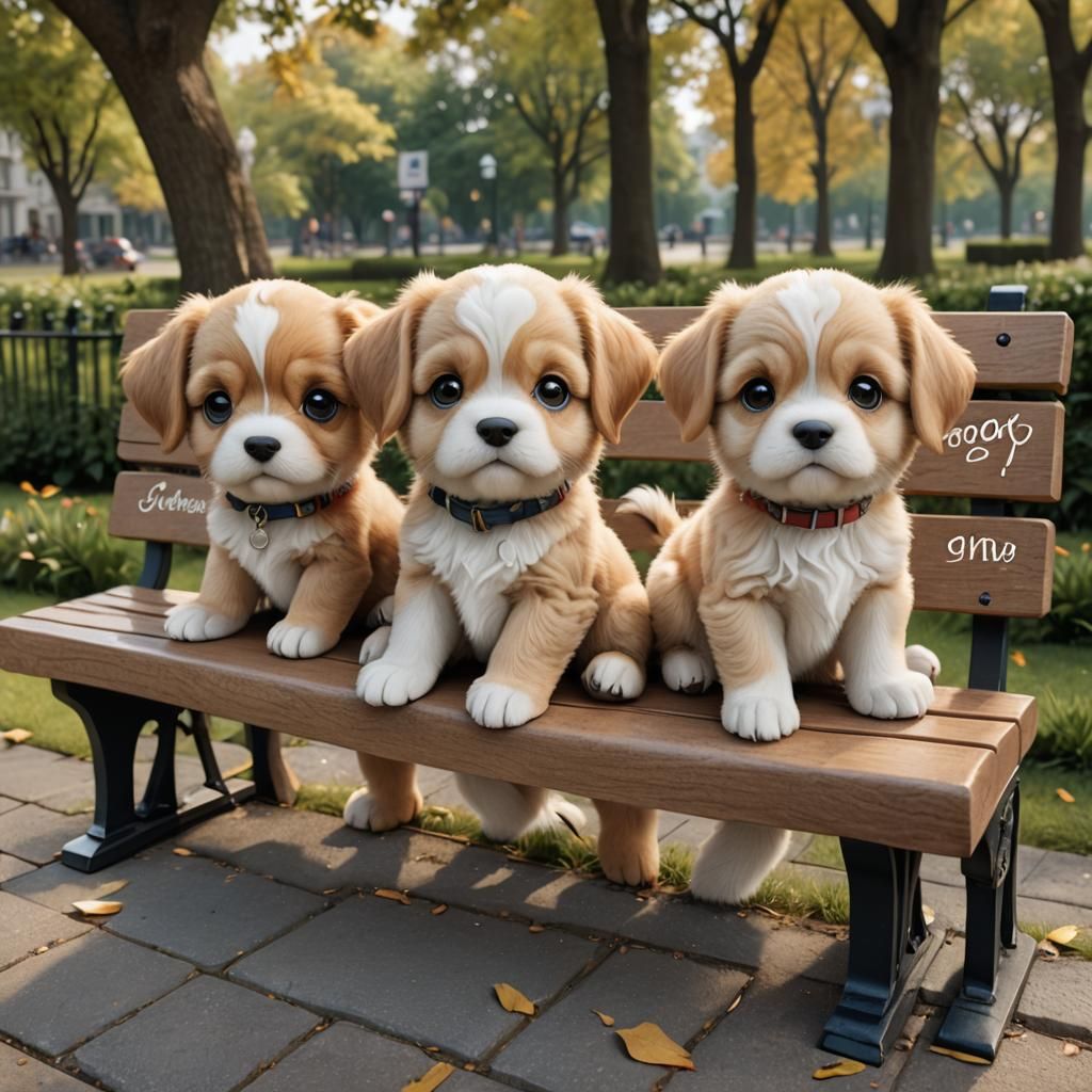 Cute cartoon chibi puppies