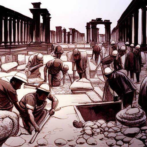 Archaeologists Excavating Pompeii Ruins