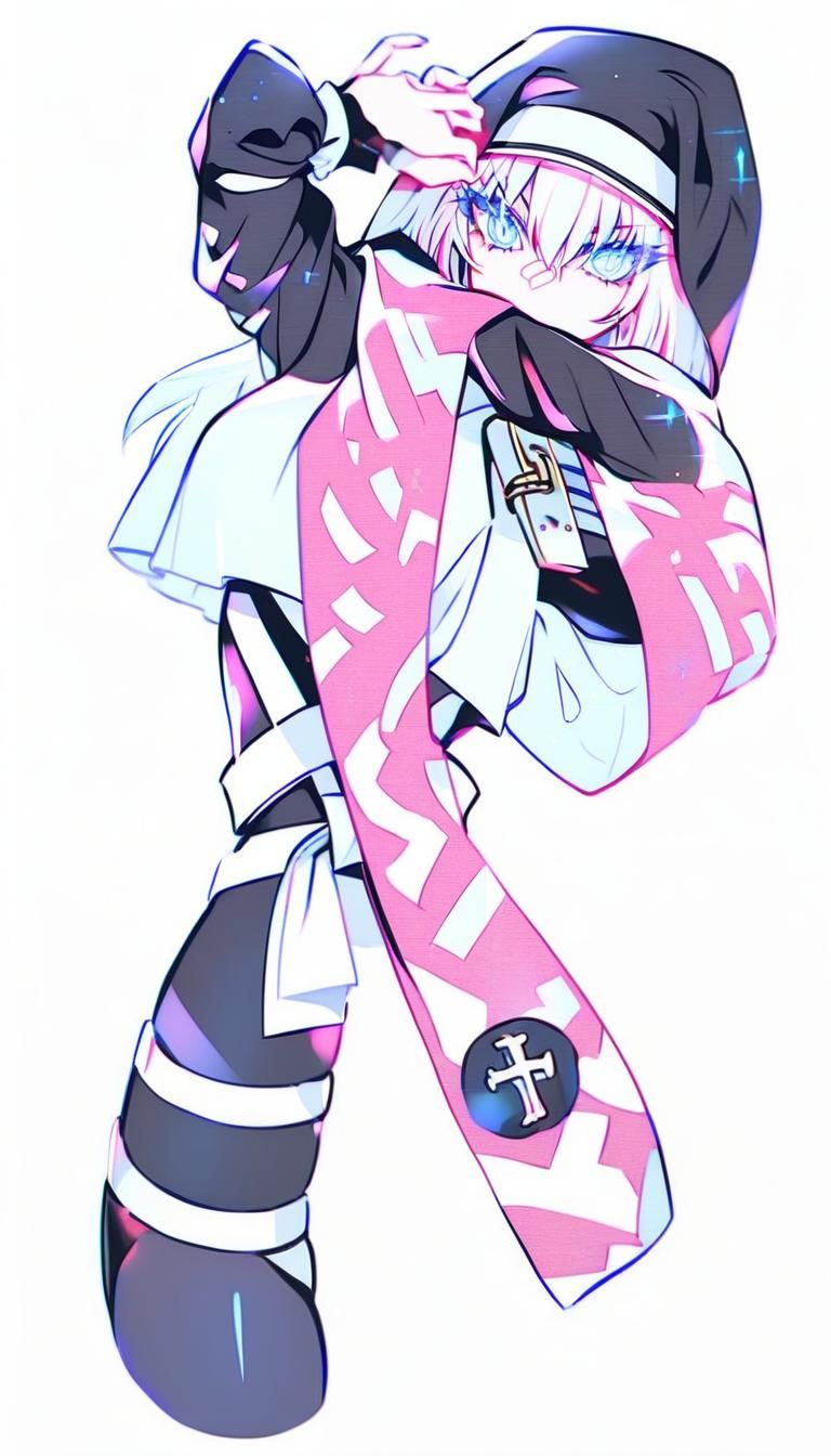 Stylized Nun Character with Bright Lighting