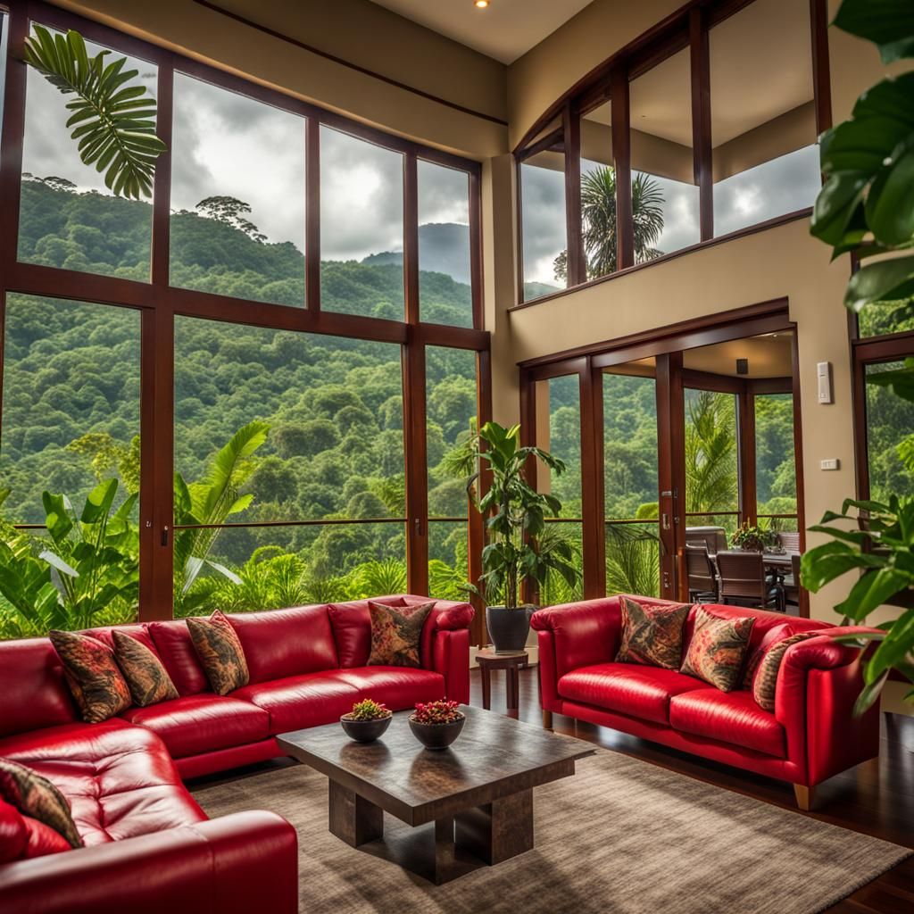Luxury Living Room with Jungle View