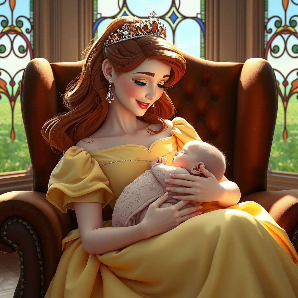 Princess Anastasia Portrait with Baby, Digital Art