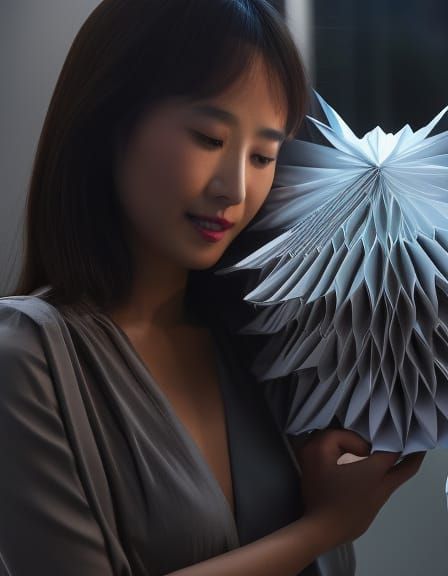 Detailed Origami Papercraft in Soft Focus