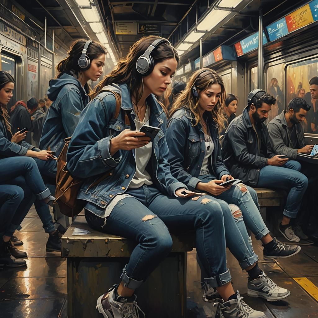 Subway Scene in Style of Detailed Matte Painting