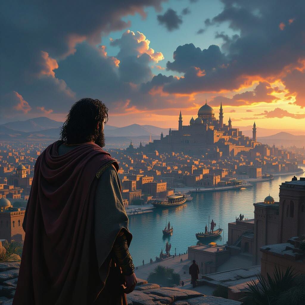 Jonah Views Ancient Nineveh in Dramatic Matte Painting