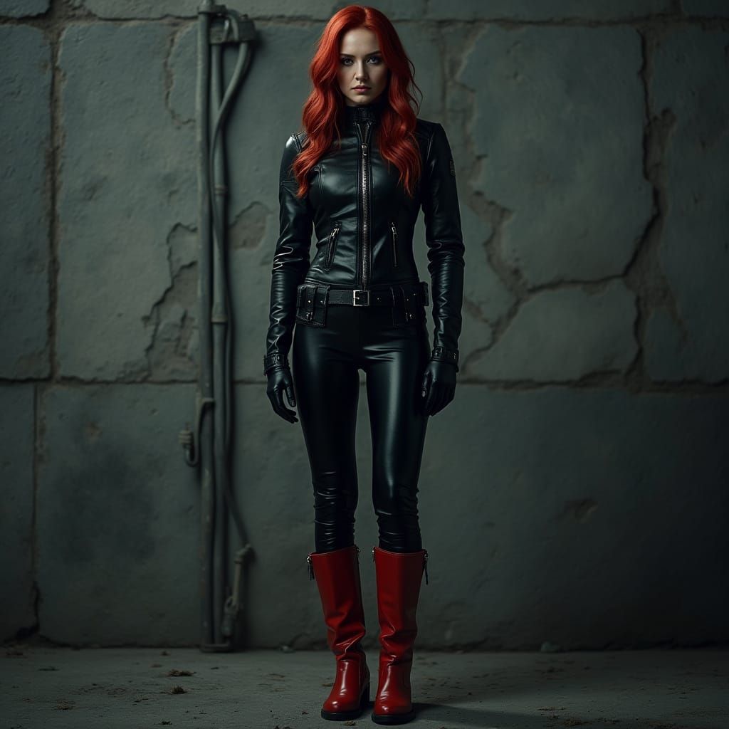 Karen Gillan as Prison Guard in Moody Leather Uniform