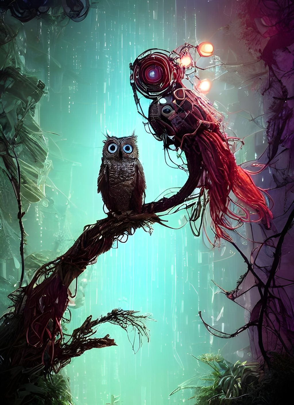 Cyberpunk Cyborg Owl IV