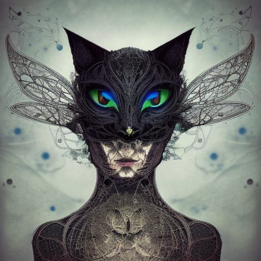 Anime Cat Woman Portrait in Digital Art Style